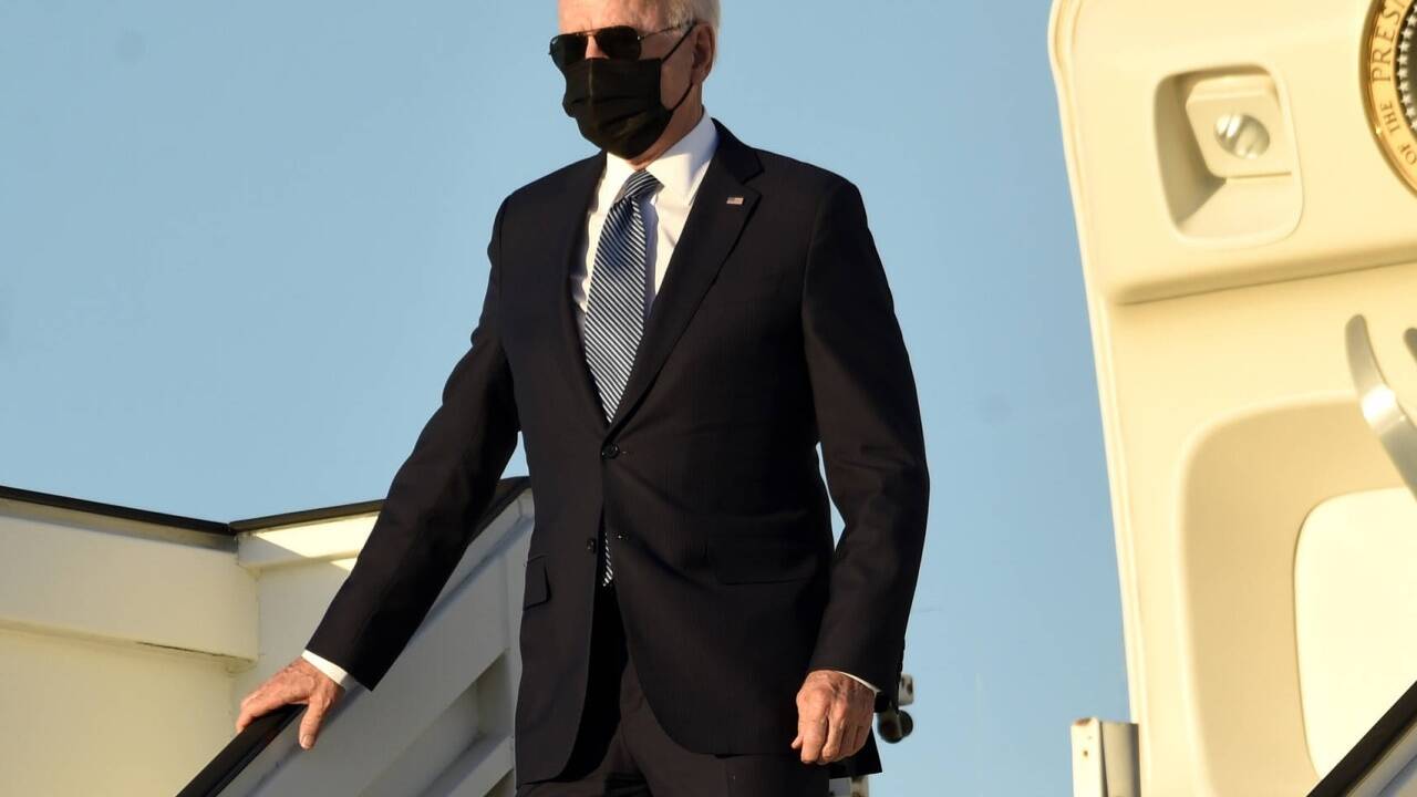 US-Präsident Joe Biden kam auf dem Militärflughafen Melsbroek an.   US-Präsident Joe Biden kam auf dem Militärflughafen Melsbroek an.