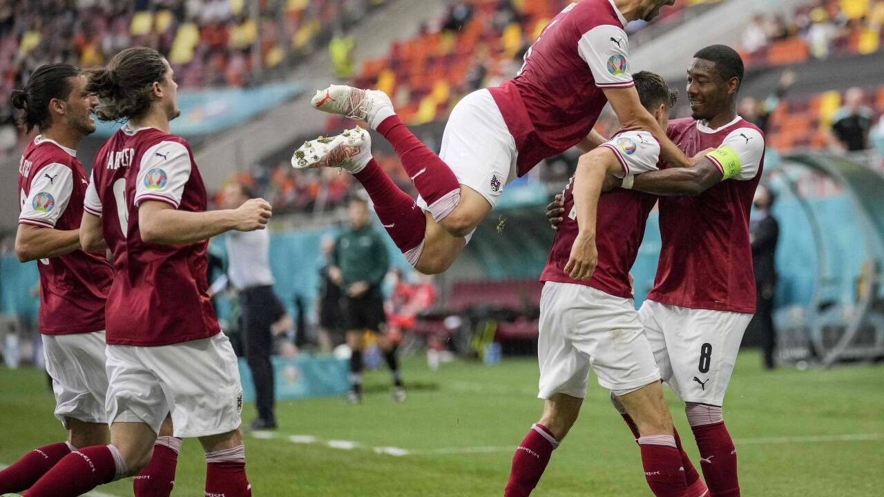 Der anschließende Jubel der Österreicher. 