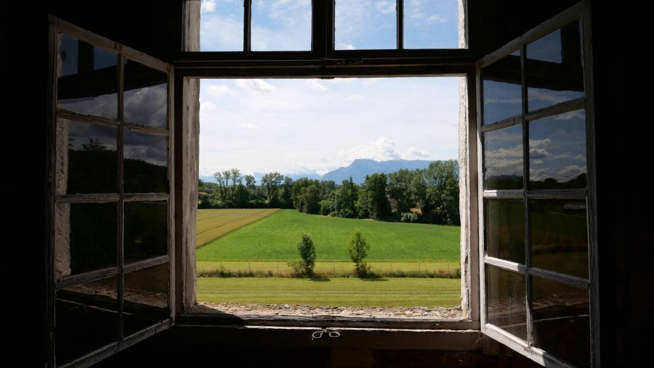 Panoramablick aus dem Schloss.  