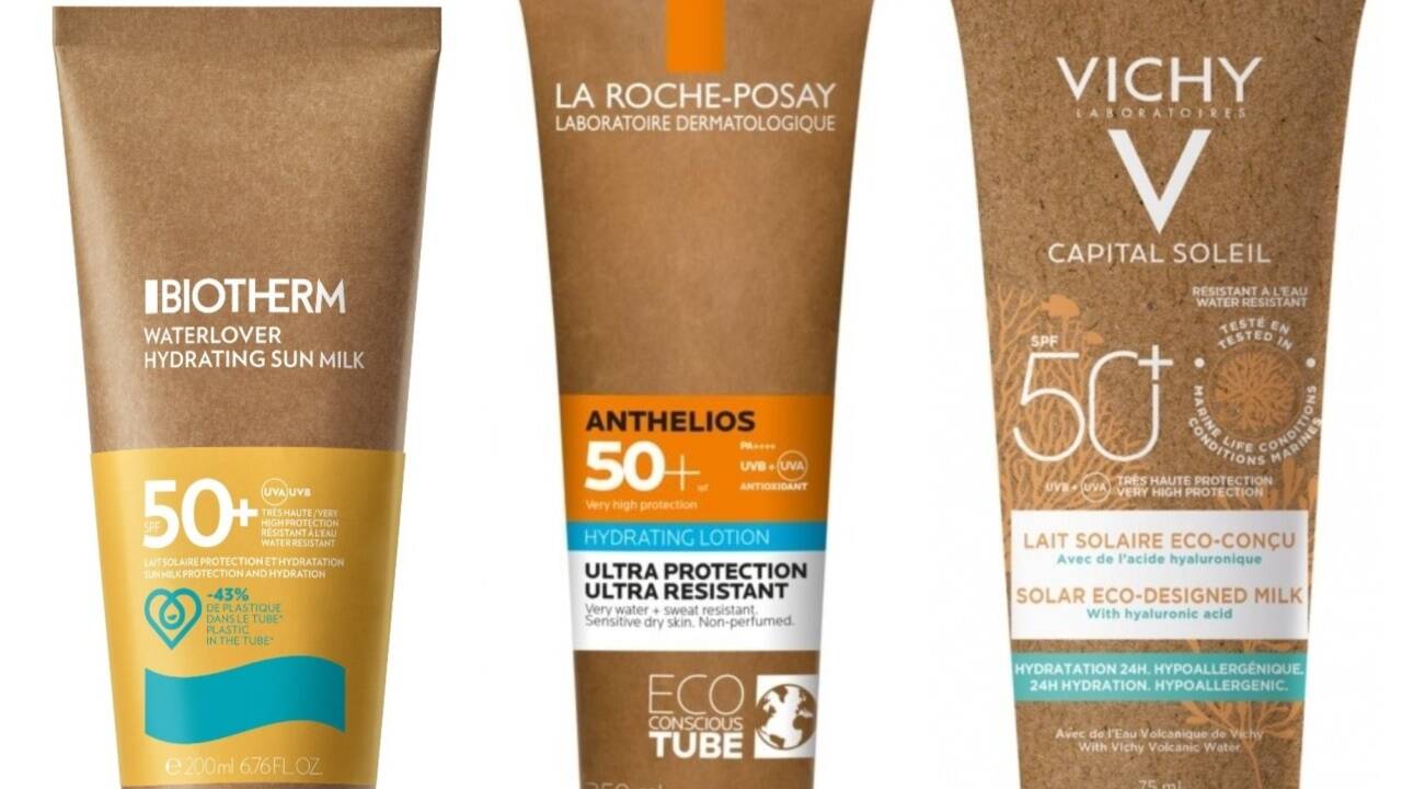 Hoher Sonnenschutz und ökologisches Bewusstsein: „Waterlover Hydrating Sun Milk 50+“, „Anthelios Hydration Lotion 50+“ und „Capital Soleil Solar Eco-Designed Milk 50+“. Hoher Sonnenschutz und ökologisches Bewusstsein: „Waterlover Hydrating Sun Milk 50+“, „Anthelios Hydration Lotion 50+“ und „Capital Soleil Solar Eco-Designed Milk 50+“.