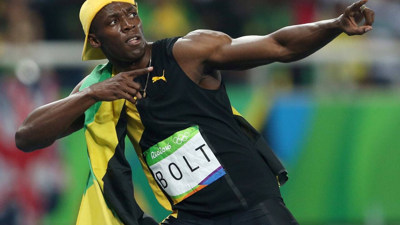 So sehen Sieger aus: Der Olympiasieger, Weltmeister und Weltrekordhalter Usain Bolt aus Jamaika. 