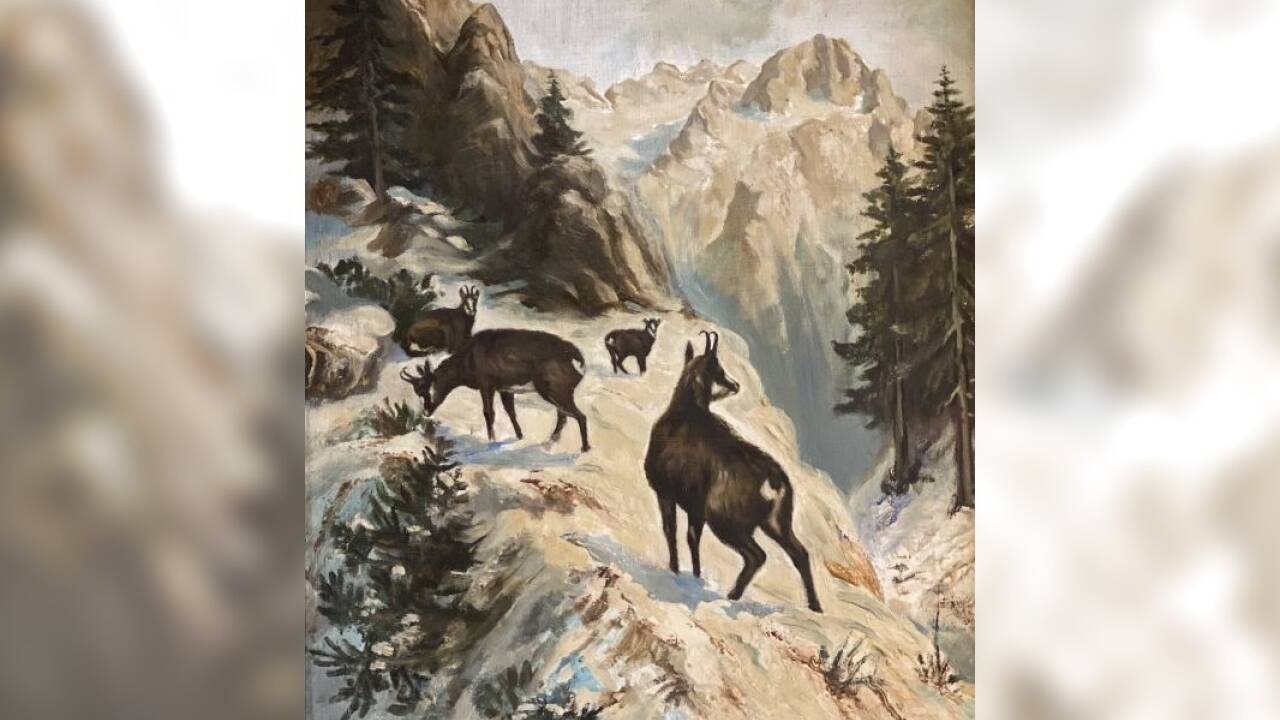 Peter Windhager hat immer wieder Tiere in der Bergwelt gemalt.  