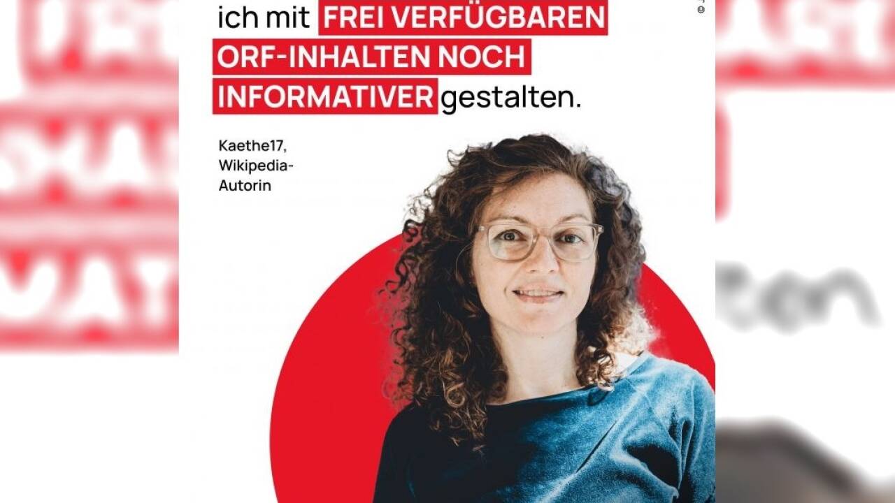 Eines der Plakatmotive der Aktion von Wikimedia Österreich. 