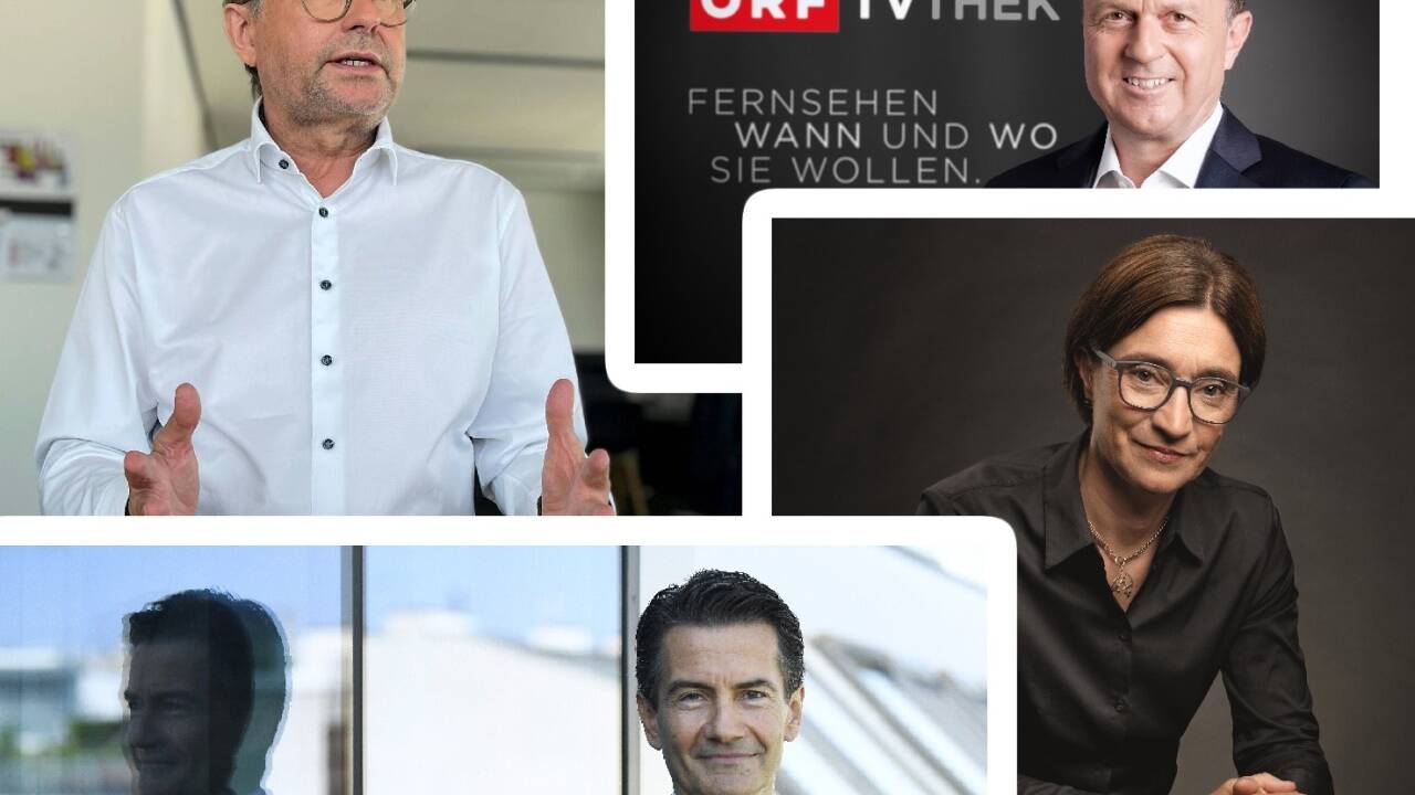 Die aussichtsreichsten Kandidaten und Kandidatinnen für den Generaldirektorposten: Alexander Wrabetz, Thomas Prantner, Roland Weißmann und Lisa Totzauer. Die Neos luden zudem noch die Bewerber Julius Kratky und Harald Thoma zu ihrem Talk. 