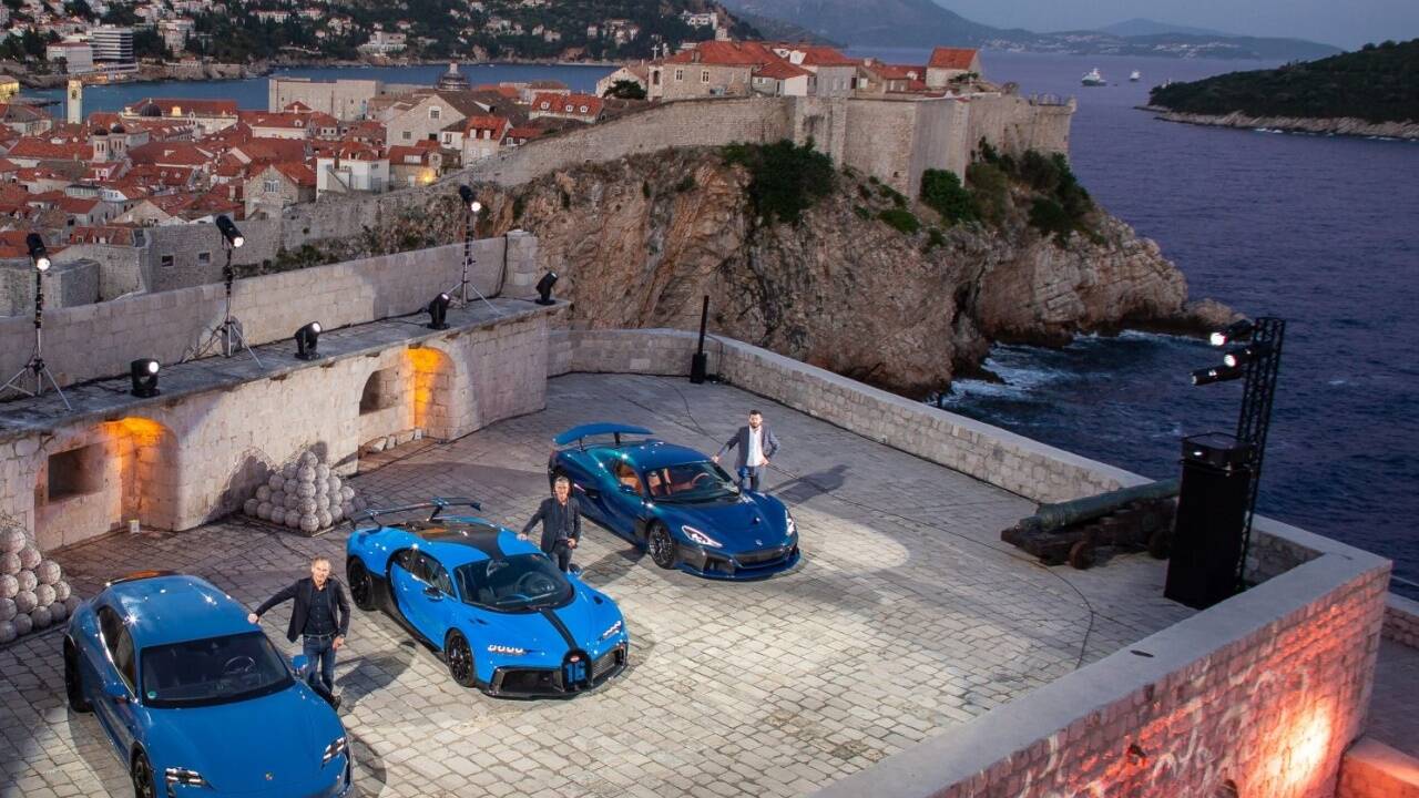 Die offizielle Zusammenkunft von Porsche, Bugatti und Rimac in Dubrovnik.  