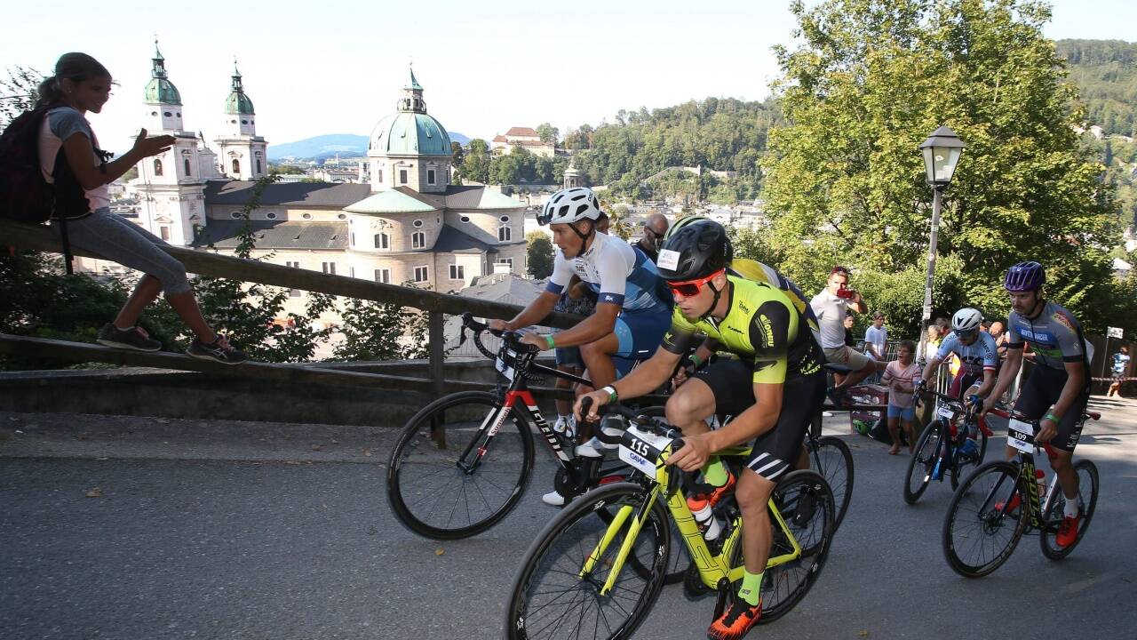 Gegen die Schwerkraft in schönster Umgebung: City Hill Climb in Salzburg. Gegen die Schwerkraft in schönster Umgebung: City Hill Climb in Salzburg.