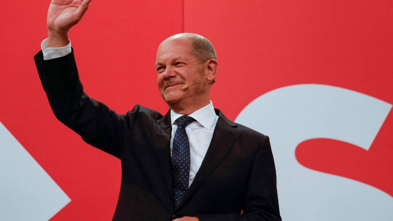 Vor seinen Anhängern sagte der SPD-Kandidat: „Die Bürger wollen einen Kanzler Olaf Scholz.“  Vor seinen Anhängern sagte der SPD-Kandidat: „Die Bürger wollen einen Kanzler Olaf Scholz.“