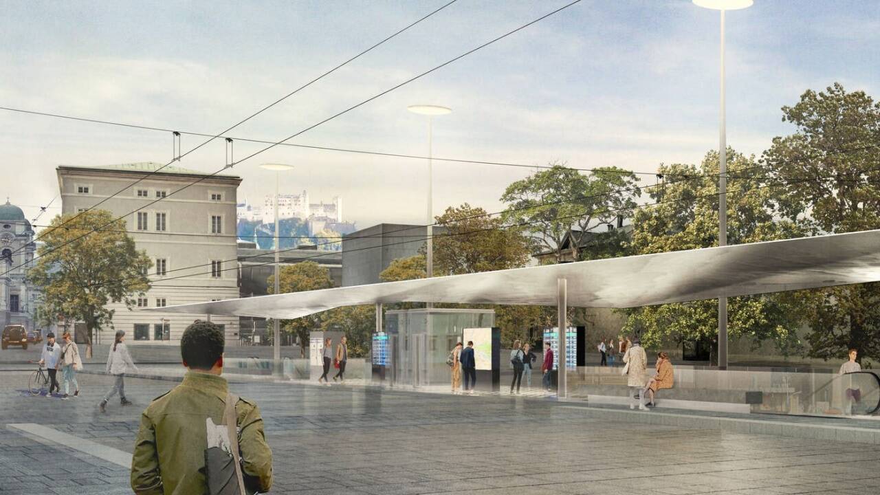 Die Pläne für die Umgestaltung des Mirabellplatzes stammen vom Salzburger Architektenbüro dunkelschwarz.  Die Pläne für die Umgestaltung des Mirabellplatzes stammen vom Salzburger Architektenbüro dunkelschwarz.