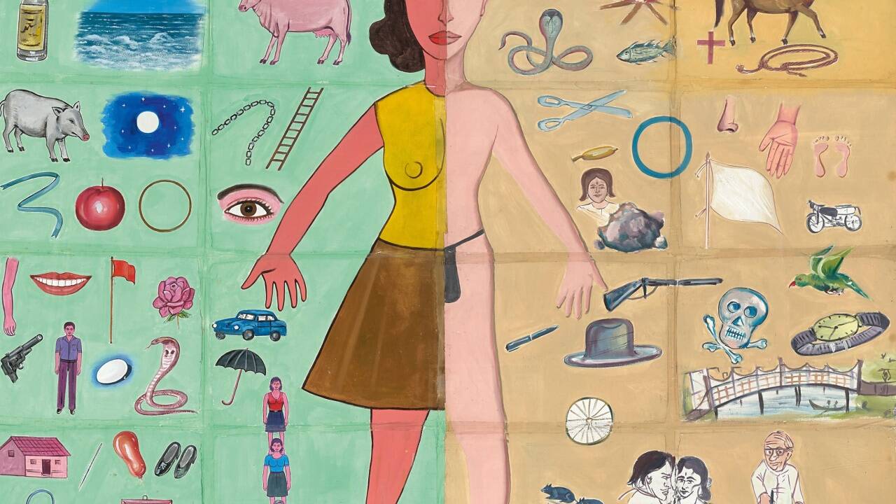 Francesco Clemente, Hermaphrodite, 1985<br />Gouache auf handgeschöpftem Pondicherry-Papier 
