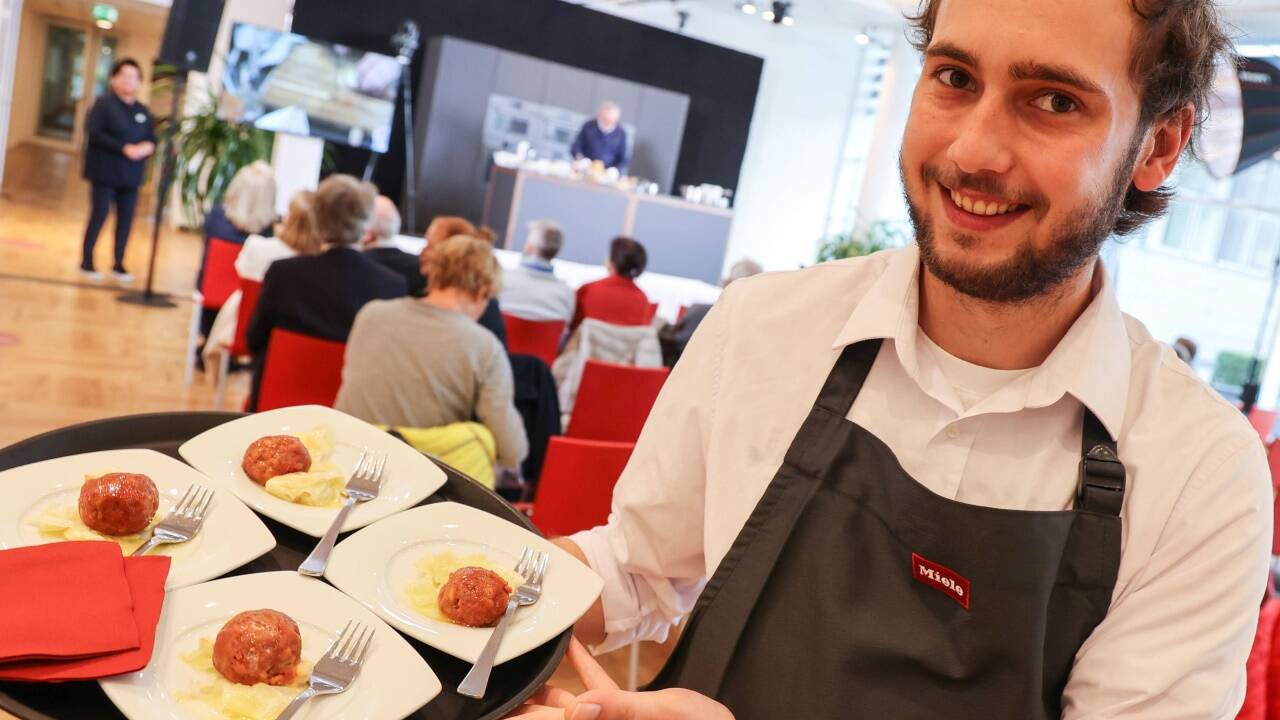 Serviert wurden auch die Rote-Rüben-Knödel mit Ziegenkäse. 