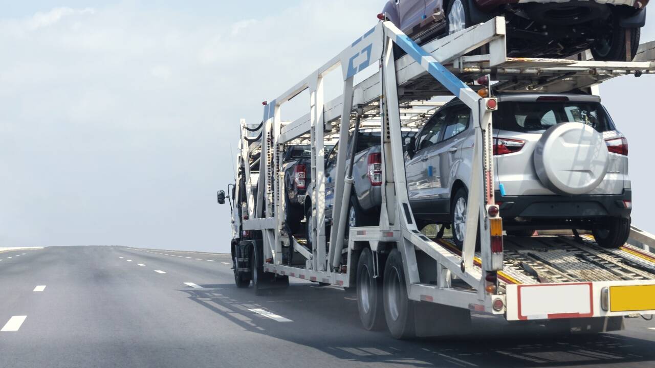 Ab und zu begegnet man noch einem Autotransporter. 