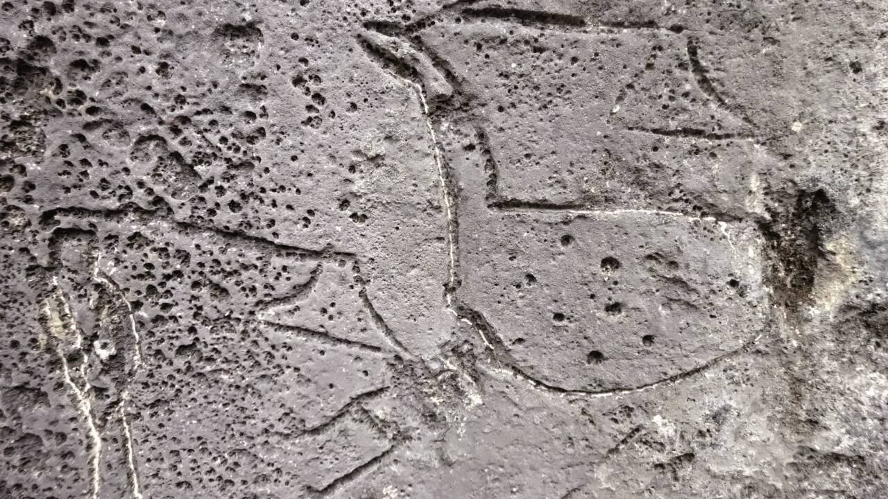 Kleines Männchen, großer Hirsch.  