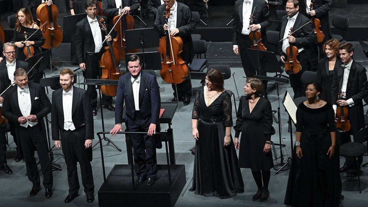 René Pape, Sebastian Kohlhepp, Christian Thielemann, Christa Mayer, Christiane Büttig und Golda Schultz 