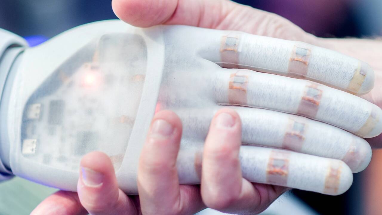 Der Roboterarm reagiert auf Gesten der Probanden.  Der Roboterarm reagiert auf Gesten der Probanden.