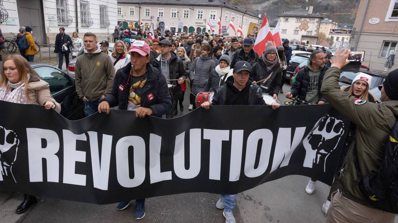 Demonstration gegen die Coronamaßnahmen der Regierung am Samstagnachmittag. 