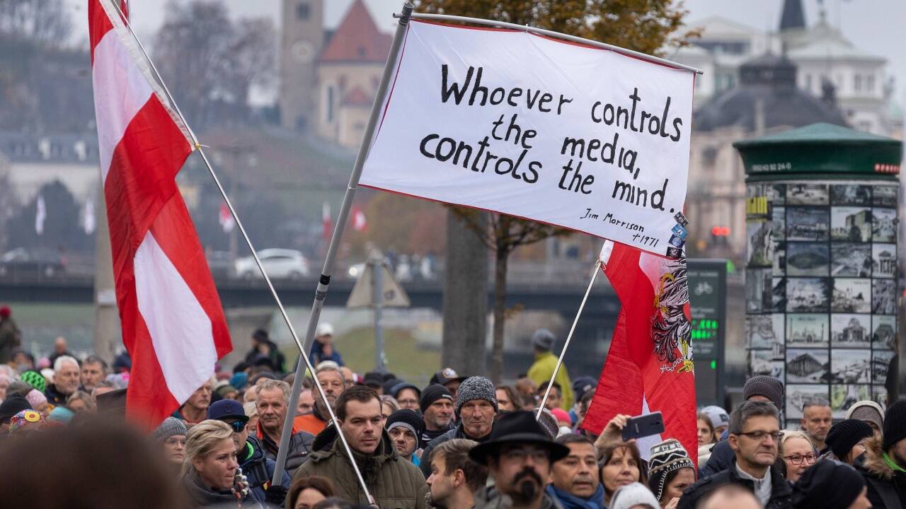 Demonstration gegen die Coronamaßnahmen der Regierung am Samstagnachmittag. 
