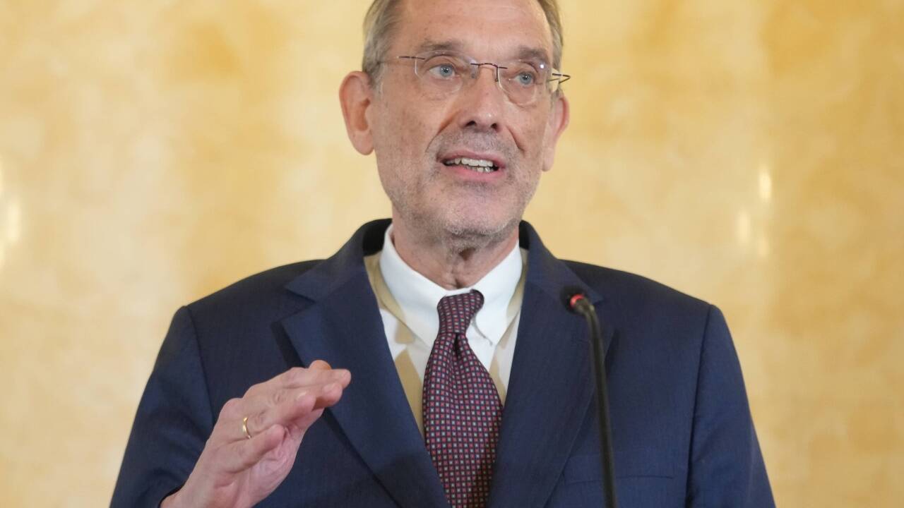 Heinz Faßmann hält seine Abtrittsrede. 