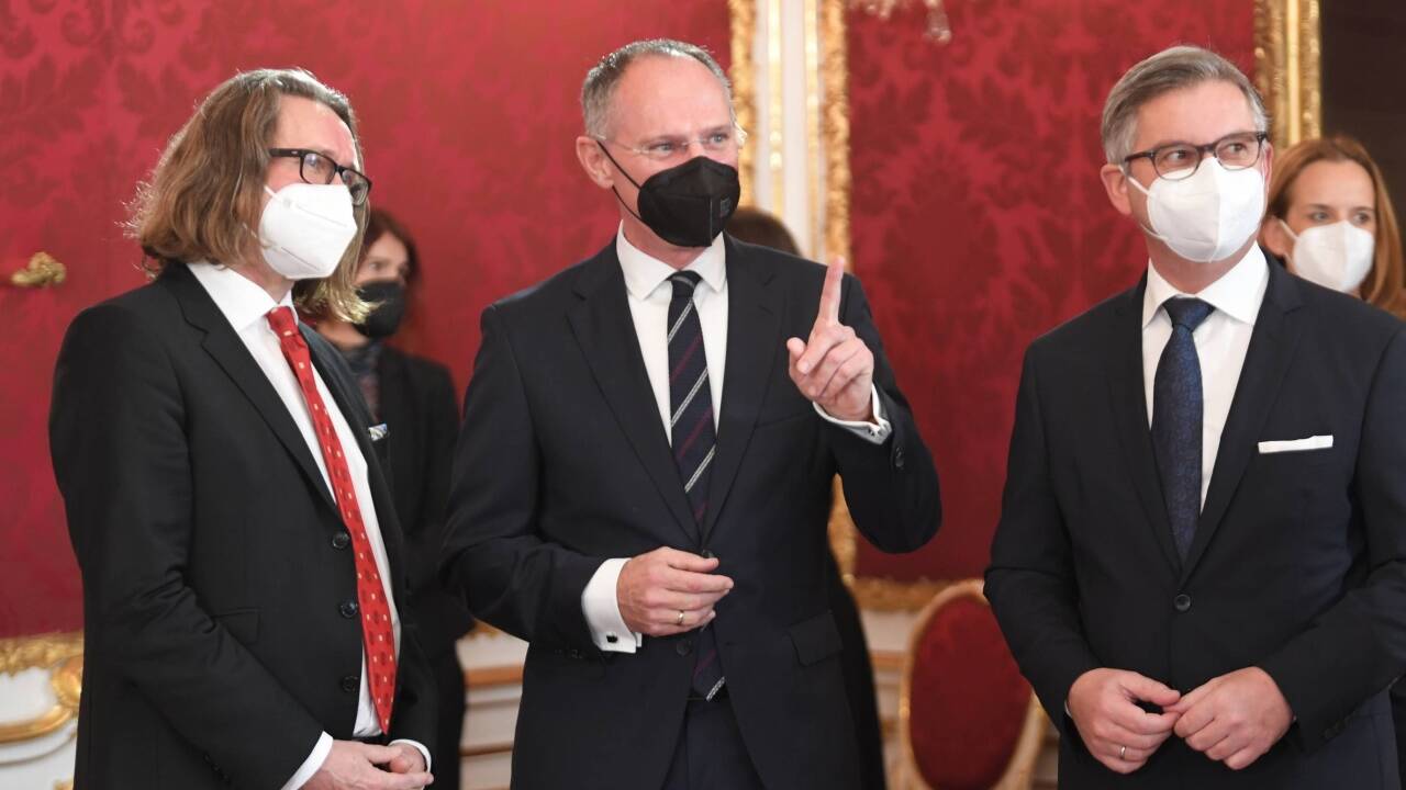 Bildungsminister Martin Polaschek (ÖVP), Innenminister Gerhard Karner (ÖVP) und Finanzminister Magnus Brunner (ÖVP). 