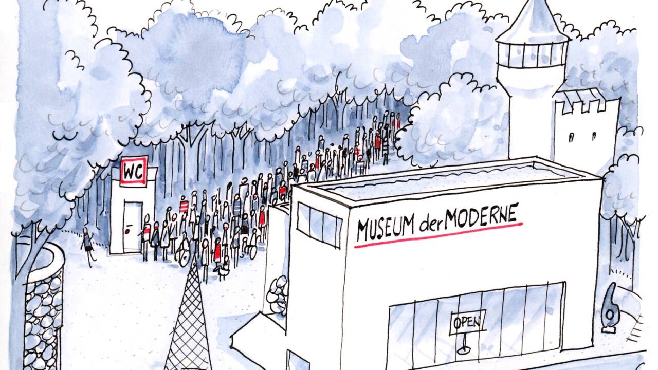 So sieht SN-Karikaturist Thomas Wizany das neue WC am Mönchsberg. Titel der Karikatur: „Publikumsmagnet . . . “ 