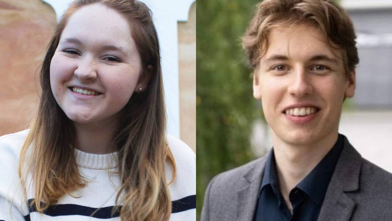 Lena Huber (Schülerunion) und Stijn Maas (Aktion kritischer Schüler<Tiefstellen>–</Tiefstellen>innen). 