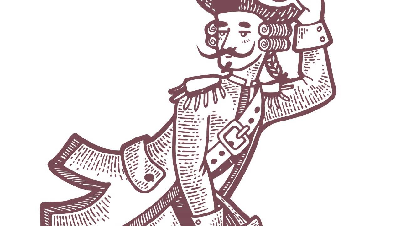 Eine Zeichnung des Hieronymus Carl Friedrich Freiherr von Münchhausen. 