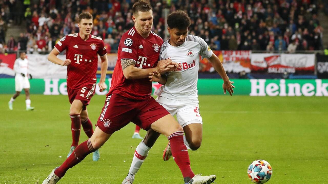 Noch Rivalen, ab Sommer Clubkollegen in Dortmund: Bayerns Niklas Süle (l.) und Salzburg-Torjäger Karim Adeyemi. Noch Rivalen, ab Sommer Clubkollegen in Dortmund: Bayerns Niklas Süle (l.) und Salzburg-Torjäger Karim Adeyemi.