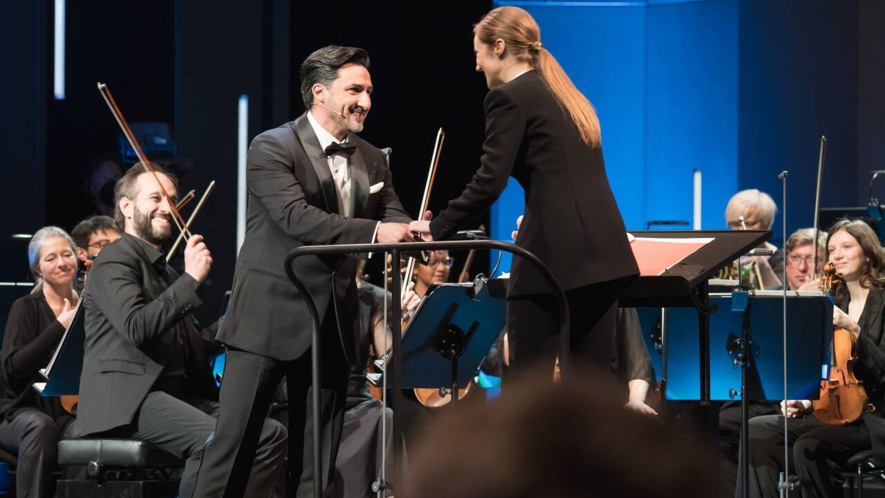 Tenor Charles Castronovo und Dirigentin Giedre Slekyte 