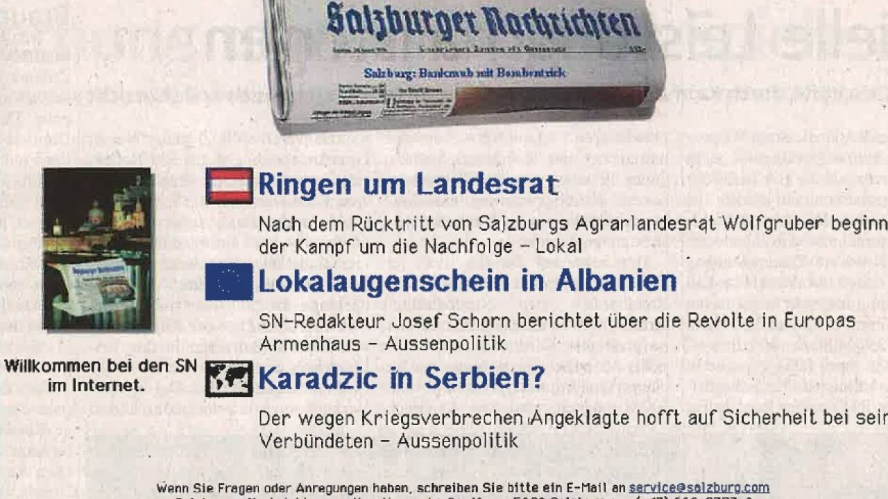 Die erste Website der „Salzburger Nachrichten“ ging vor einem Vierteljahrhundert online. 