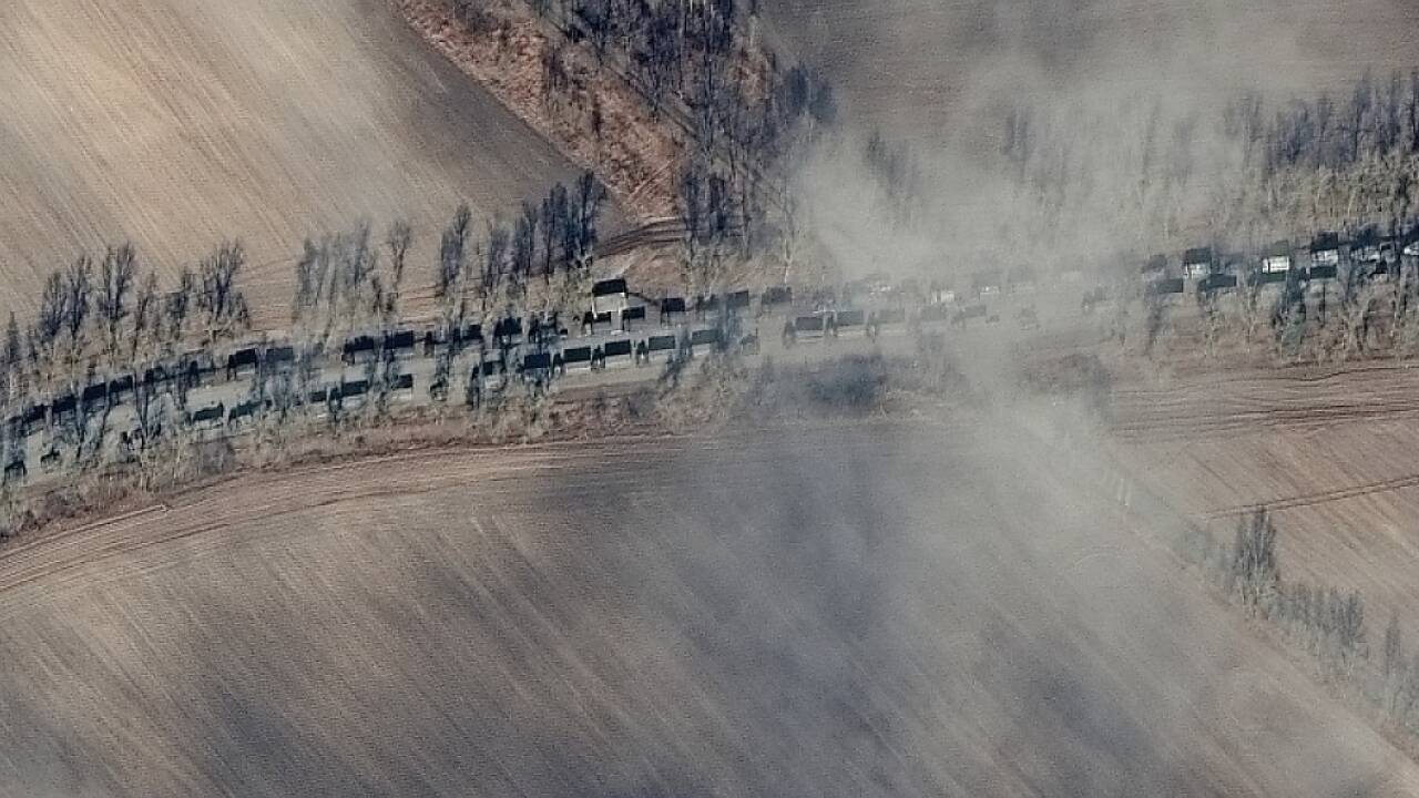 Ein russischer Armeekonvoi in der Ukraine  Ein russischer Armeekonvoi in der Ukraine