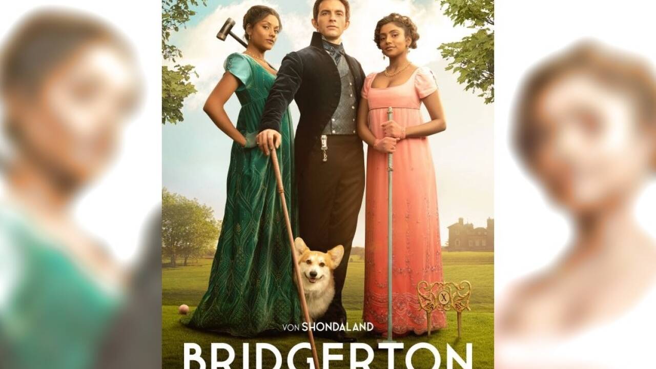 Ankündigungsplakat für die zweite Staffel von „Bridgerton“. Ankündigungsplakat für die zweite Staffel von „Bridgerton“.
