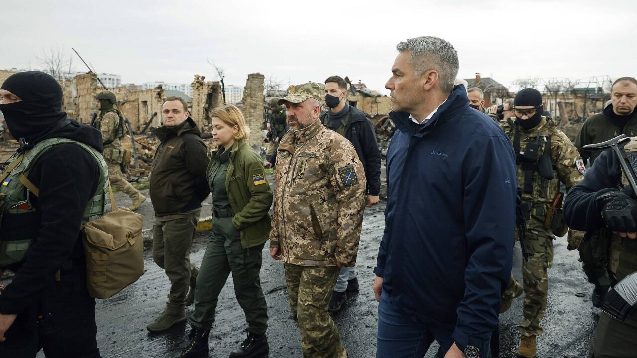 Bundeskanzler Karl Nehammer mit Delegation zu Besuch in der Ukraine. 