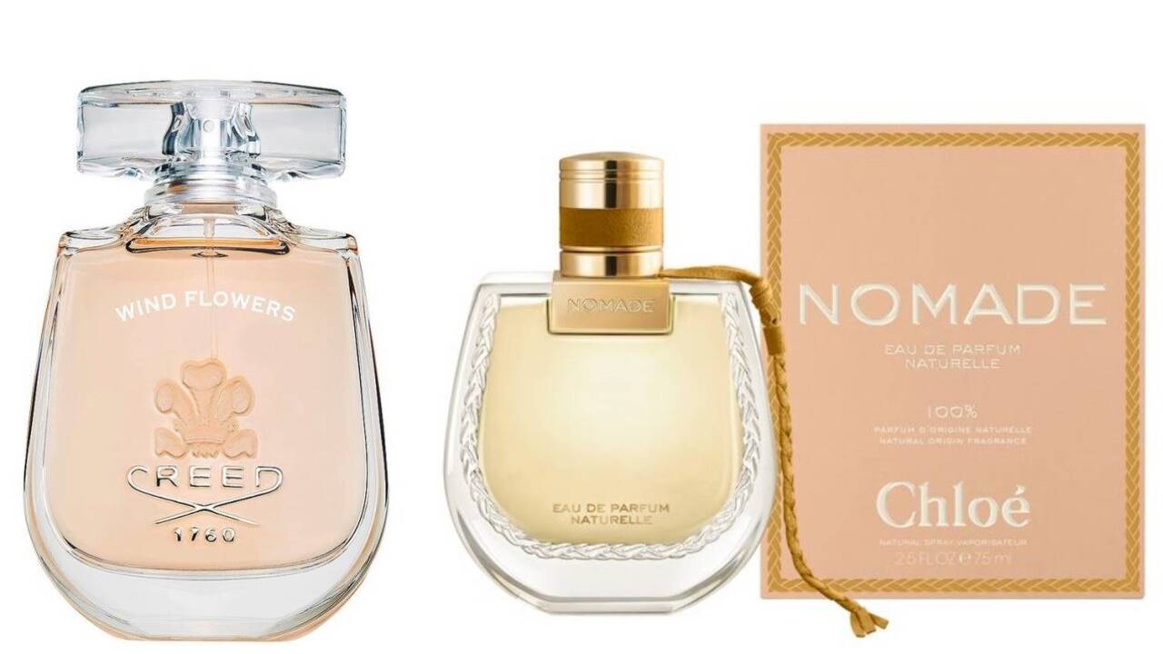 Wind Flowers von Creed ist ein floraler und zitrischer Duft mit Jasmin, Orangenblüte und Pfirsich. Chloé Nomade Eau de Parfum Naturelle ist der erste Duft von Chloé, der zu 100 Prozent natürlichen Ursprungs ist. Mit Jasmin, Bergamotte, Dattel, Vanille und Sandelholz. 