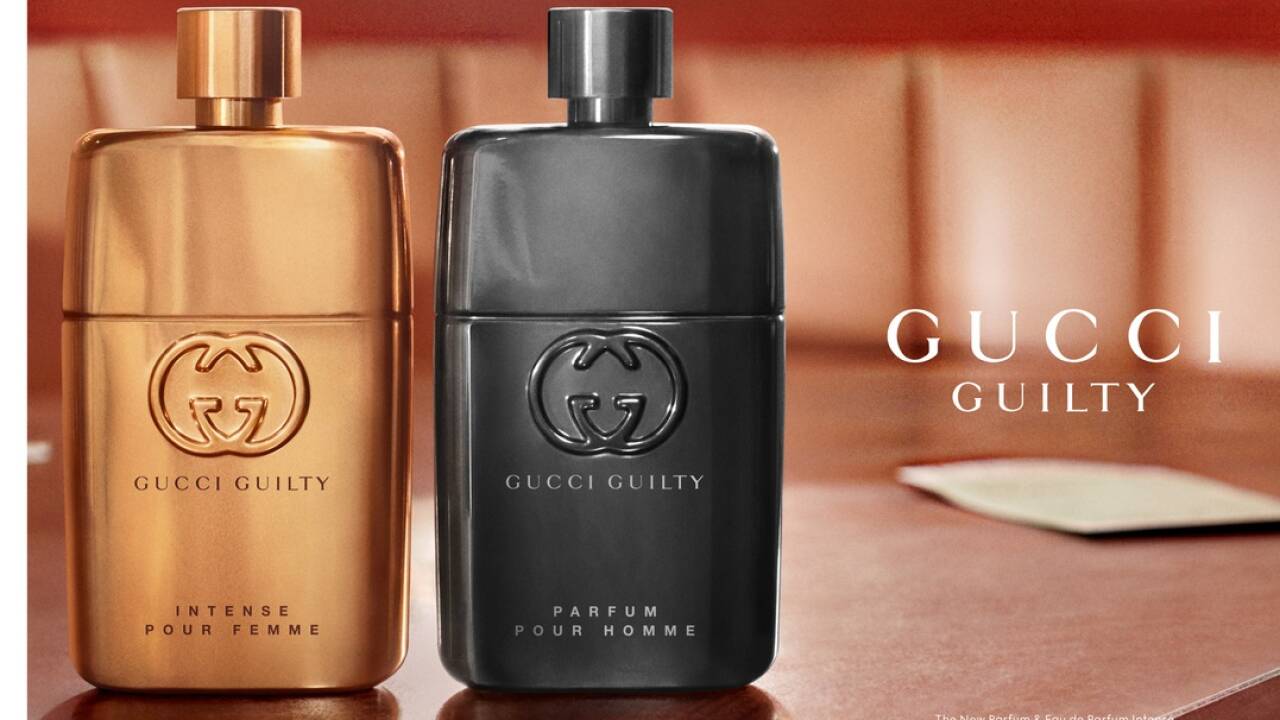 Gucci Guilty Parfum Pour Homme und Gucci Guilty Eau de Parfum Intense Pour Femme: Der Herrenduft ist ein holzig-aromatischer Ambra-Duft, der Damenduft ist ambrierter, floral-holziger Natur (mit Mandora, Lychee, Veilchen, Ylang Ylang und Tuberose, Pflaume, Patschuli und Vetiver).  