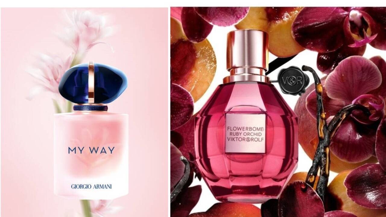 My Way Floral von Giorgio Armani mit Orangenblüte, Mandarine, Tuberose, Neroli, Vanille und Moschus ist blumiger und frischer als das Original. Flowerbomb Ruby Orchid von Viktor&Rolfverbindet einen Rubin-Orchideen-Akkord mit Vanille- und Vanilleschoten-Akkorden und Weinbergpfirsich.  