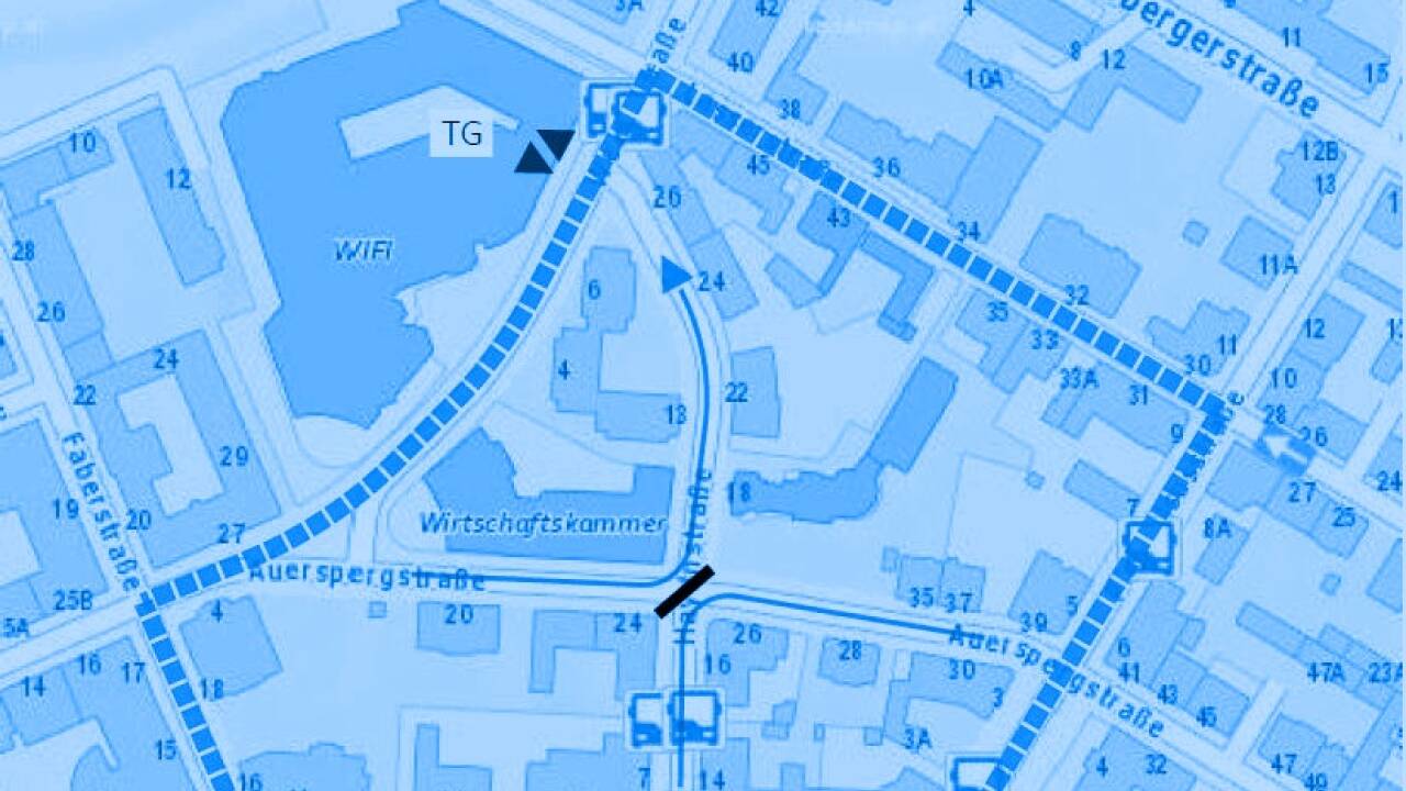Durch eine Diagonalsperre in der Auerspergstraße könnte der Bereich zwischen Lasserstraße und Franz-Josef-Straße in der Salzburger Neustadt (Andräviertel) zum Superblock werden.  Durch eine Diagonalsperre in der Auerspergstraße könnte der Bereich zwischen Lasserstraße und Franz-Josef-Straße in der Salzburger Neustadt (Andräviertel) zum Superblock werden.