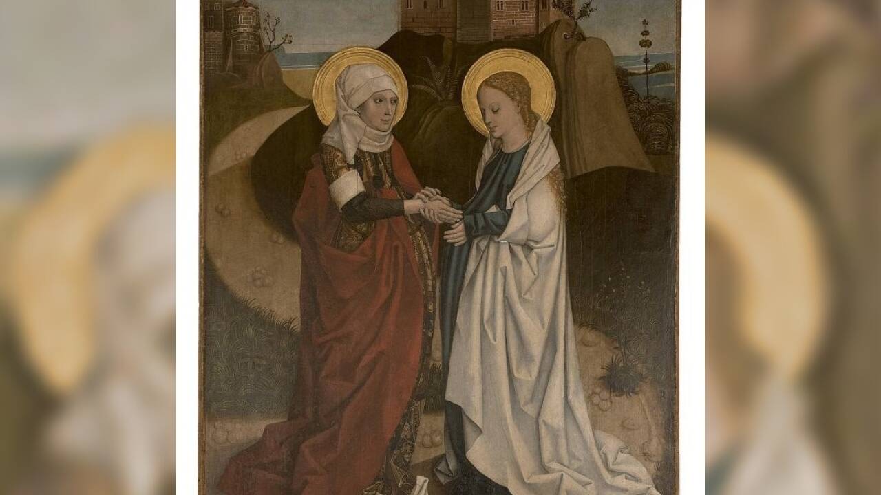 „Heimsuchung“, Salzburg, Ende 15. Jahrhundert, aus der Sammlung Vogl-Reitter in „Perlen der Gotik“.  