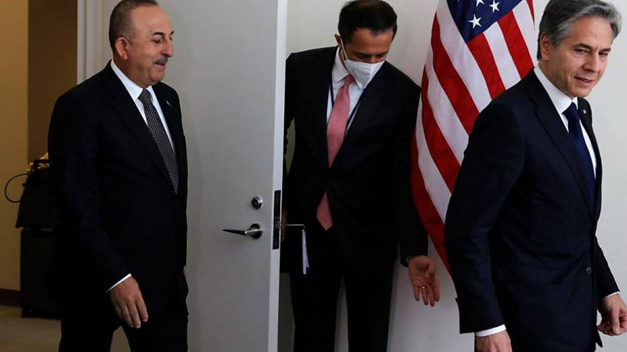 Mevlut Cavusoglu mit Antony Blinken im UNO-Hauptquartier in New York 