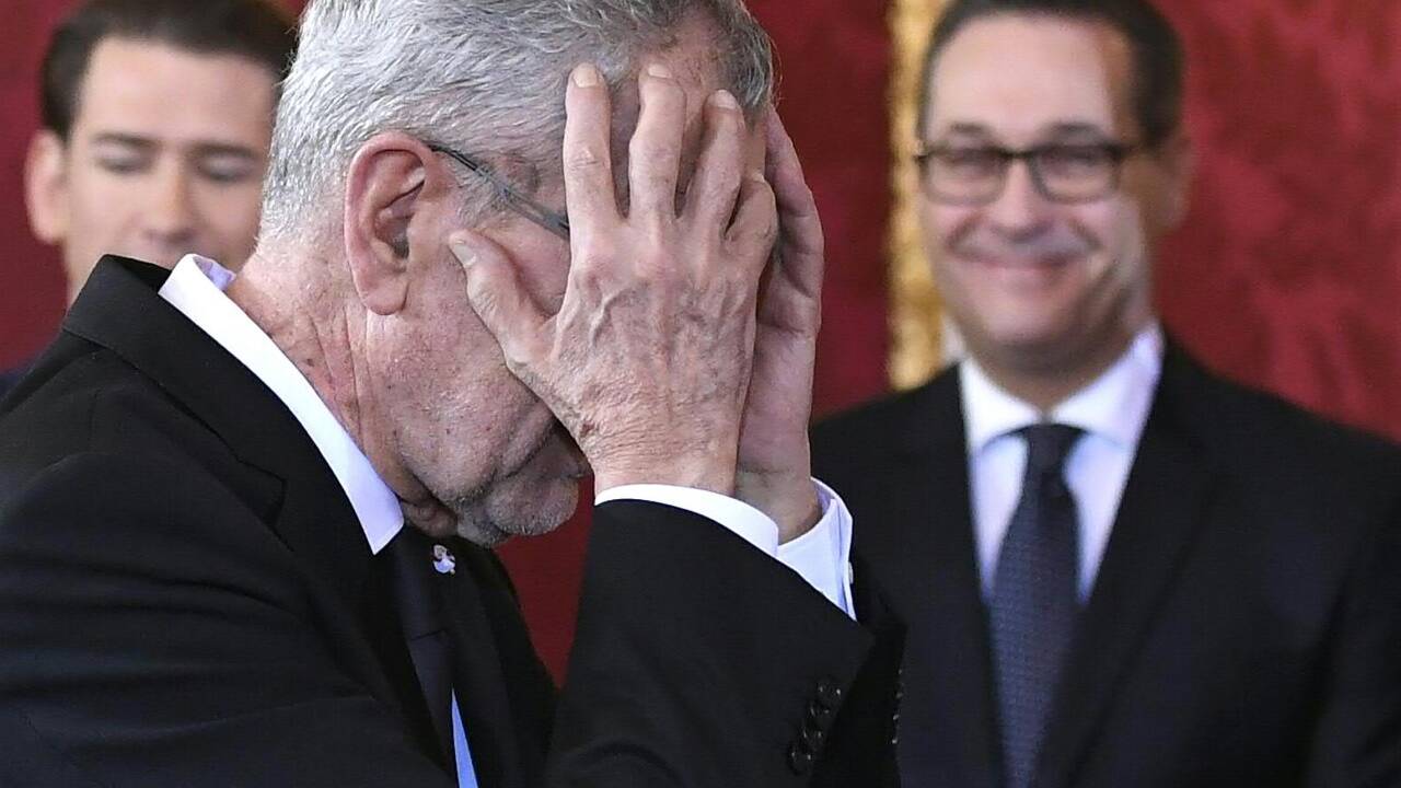 Bei der Angelobung der türkis-blauen Regierung 2017 vergisst Van der Bellen beim Händeschütteln fast auf ehemaligen FPÖ-Chef Heinz-Christian Strache.   Bei der Angelobung der türkis-blauen Regierung 2017 vergisst Van der Bellen beim Händeschütteln fast auf ehemaligen FPÖ-Chef Heinz-Christian Strache.
