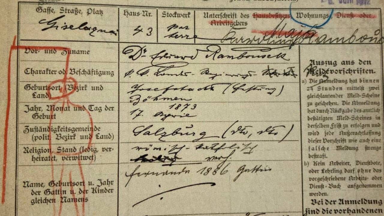 Wer den Galgen auf Rambouseks Meldeschein zeichnete, ist unbekannt. Wer den Galgen auf Rambouseks Meldeschein zeichnete, ist unbekannt.