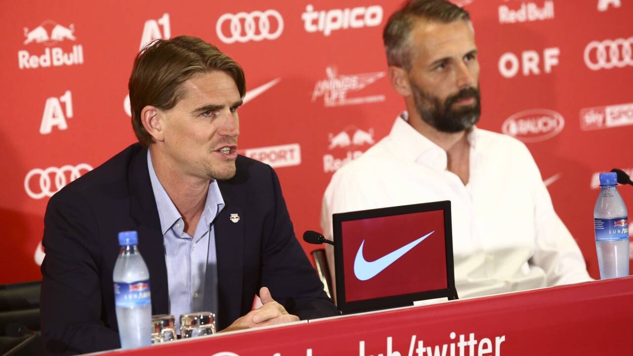 Sportdirektor Christoph Freund mit Neo-Coach Marco Rose. 