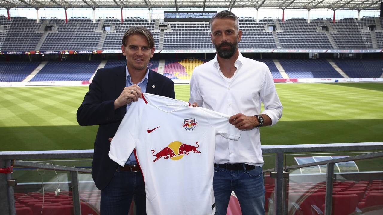 Sportdirektor Christoph Freund mit Neo-Coach Marco Rose. 