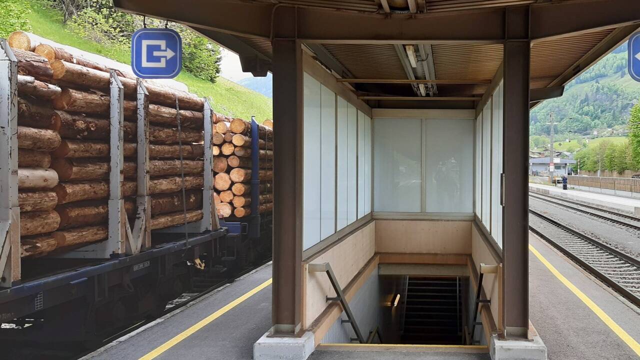 Der Zugang zu den Mittelbahnsteigen ist nur über eine Treppe mögich.  
