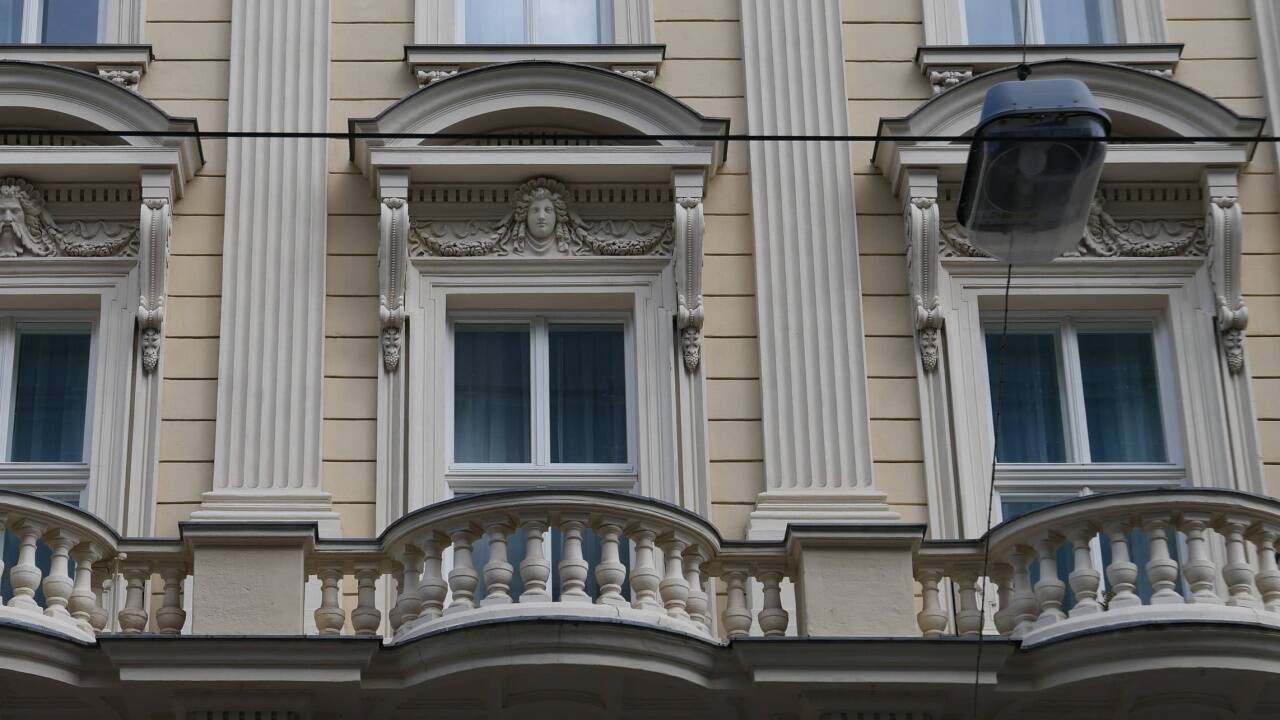 Blick auf die prächtige Fassade des Hauses.  