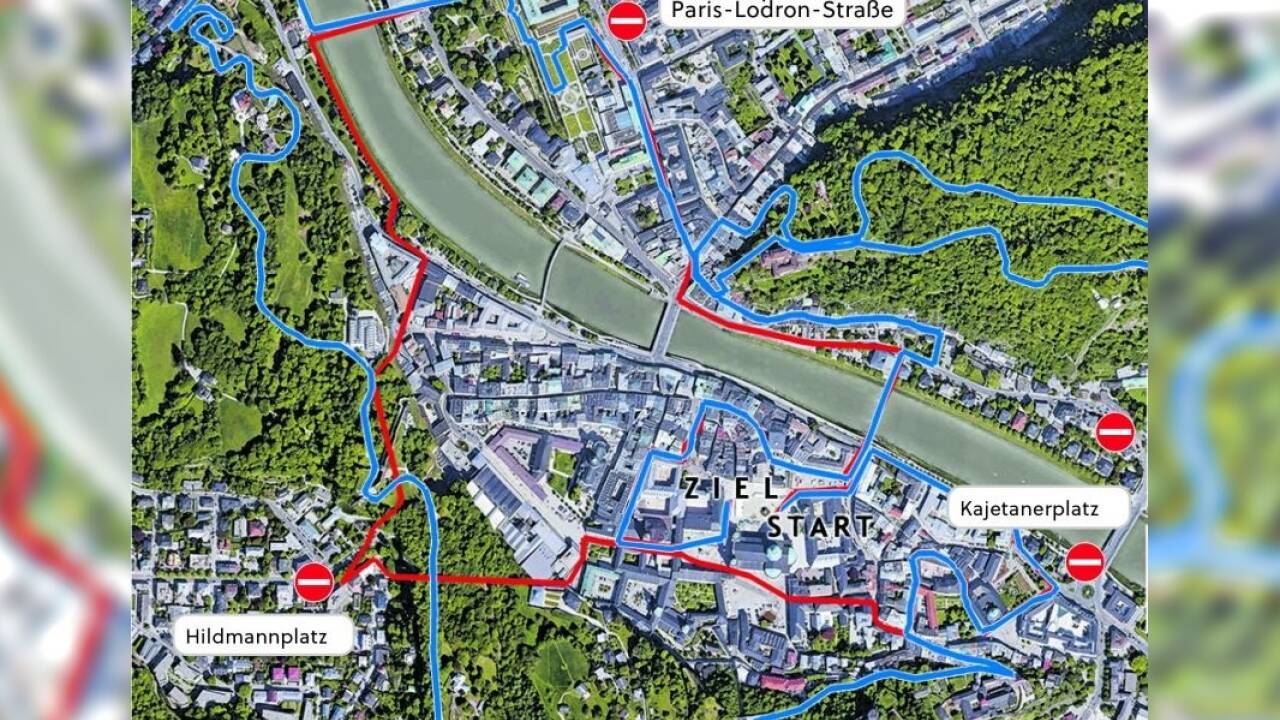 Der Businesslauf führt durch die Salzburger Altstadt. Das gilt sowohl für die klassische Businesslaufstrecke über 5,9 Kilometer als auch für den Q-Trail mit einer Länge von zwölf Kilometern.  Der Businesslauf führt durch die Salzburger Altstadt. Das gilt sowohl für die klassische Businesslaufstrecke über 5,9 Kilometer als auch für den Q-Trail mit einer Länge von zwölf Kilometern.
