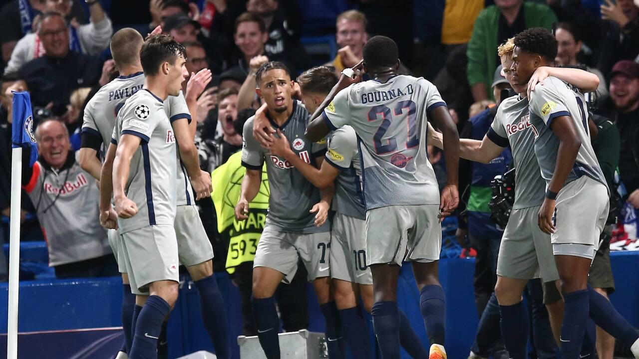  Jubel, Trubel, Heiterkeit: Noah Okafor schoss Red Bull Salzburg auch in London ins Glück. 