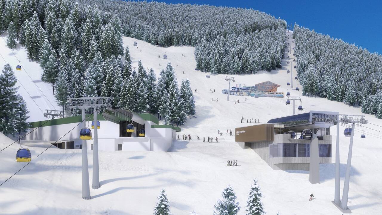 Bei der Mittelstation treffen die beiden Bahnen – Panoramabahn und Kieserl - zusammen. Bei der Mittelstation treffen die beiden Bahnen – Panoramabahn und Kieserl - zusammen.