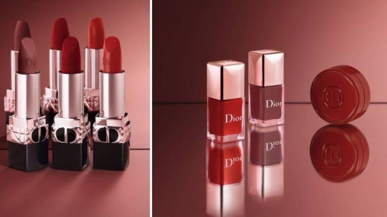 Dior en Rouge von Dior besteht aus Lippenstiften, Lidschatten, Mascara, Nagellacken und Nagelpflege. 