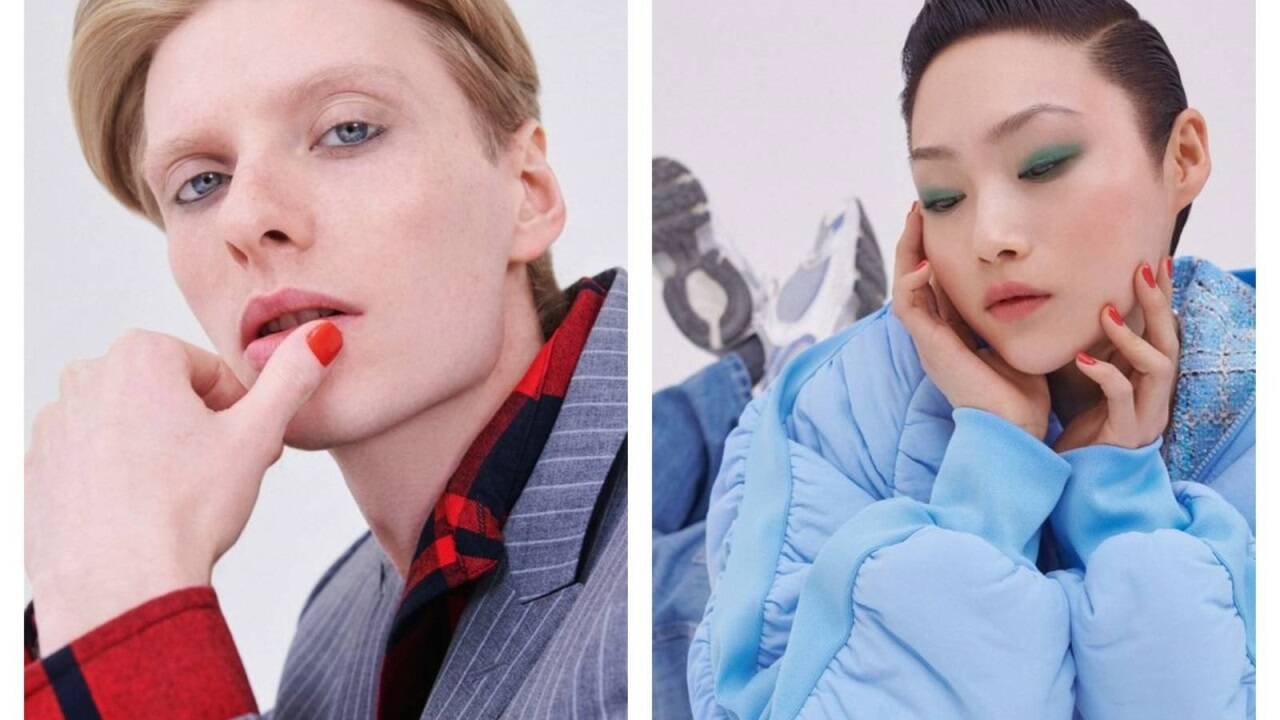 Global Beat, der Herbstlook von La Biosthétique, widmet sich dem Rhythmus einer neuen Zeit. Die Looks, hier zwei von insgesamt fünf, sind cool und selbstbewusst. 