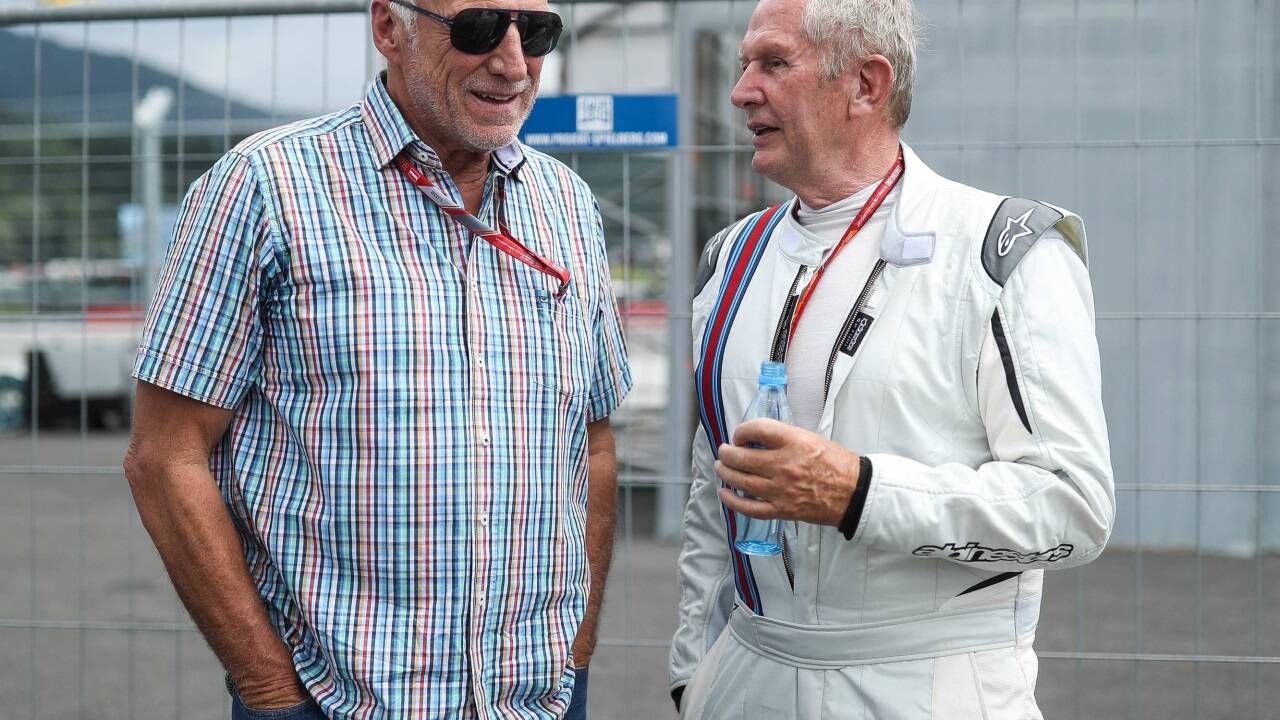 Dietrich Mateschitz und Helmut Marko im Jahr 2017. 