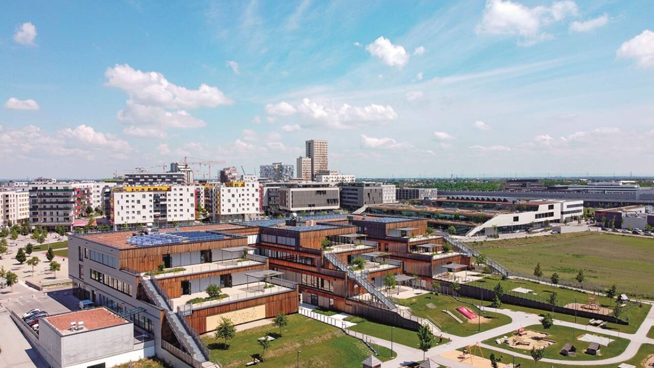 Energiesparend: der Bildungscampus Aspern Seestadt. 